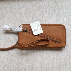 Free People Cognac Brown Wristlet Clutch